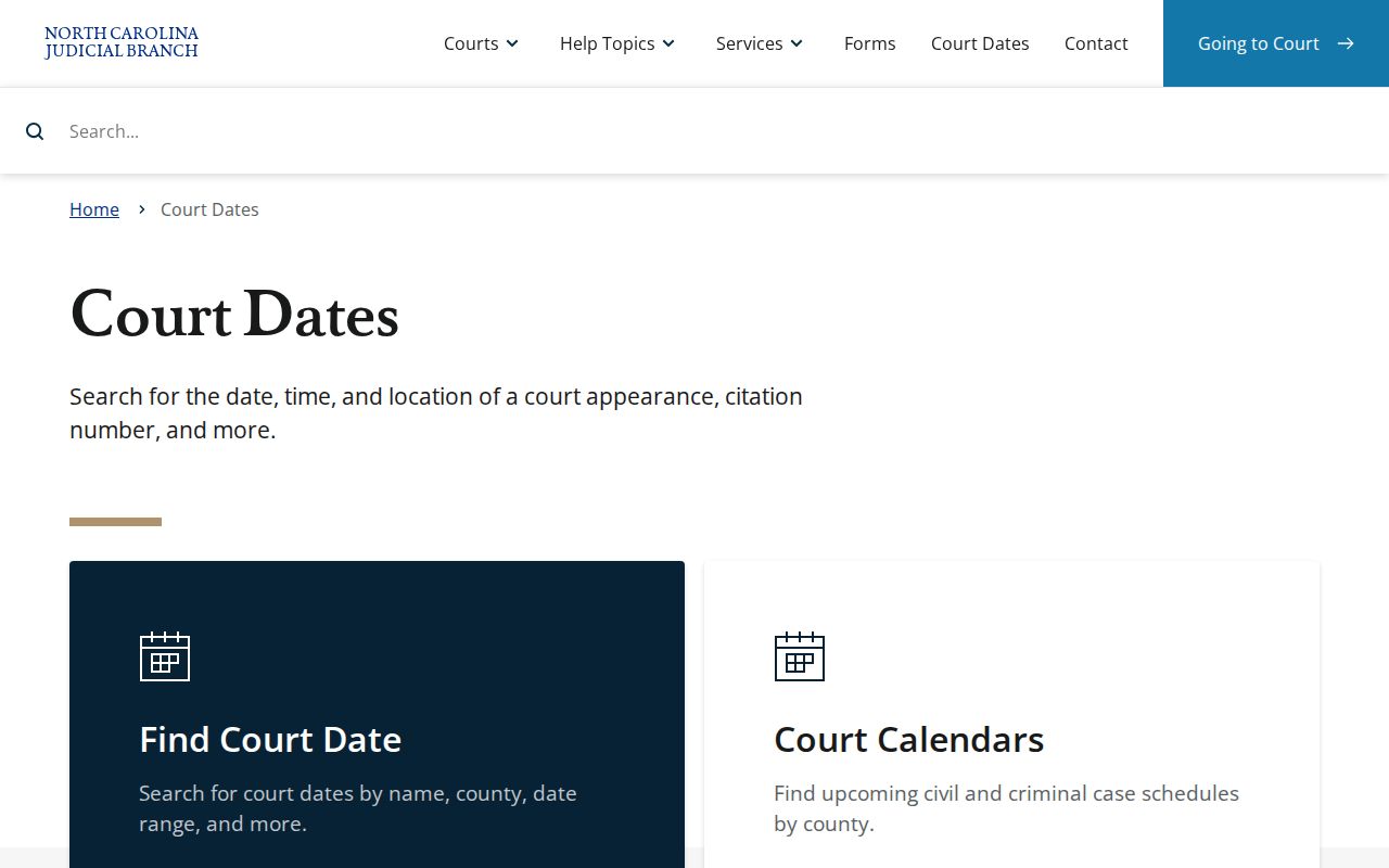 Gaston County criminal court case date search form