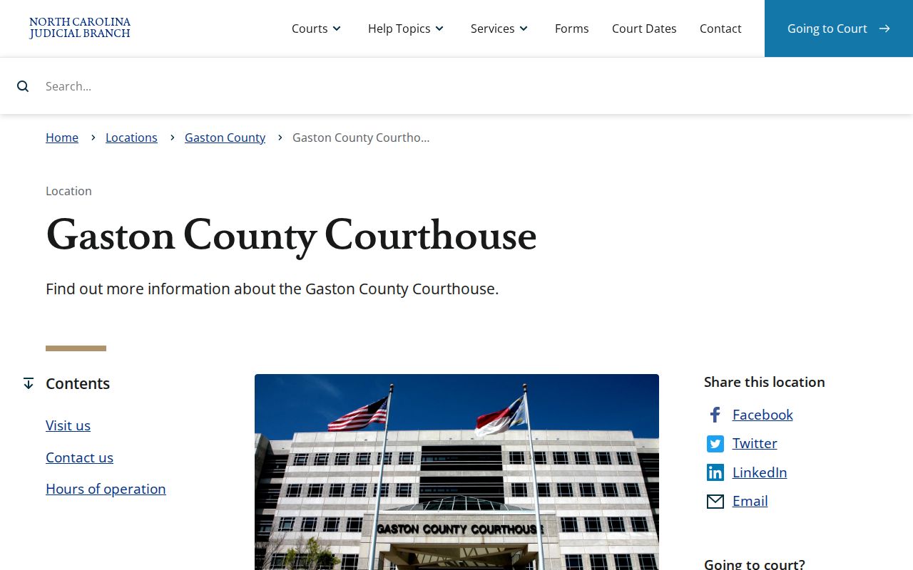 Gaston County criminal history courthouse access page