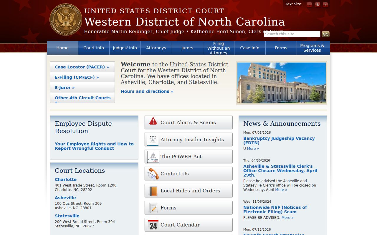 Gaston County criminal history federal court source