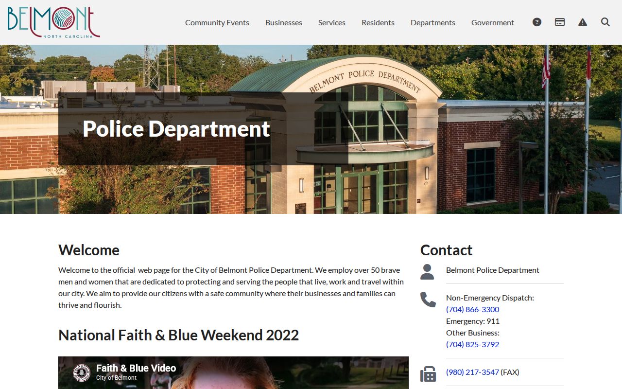 Belmont police public safety office serving Gaston County